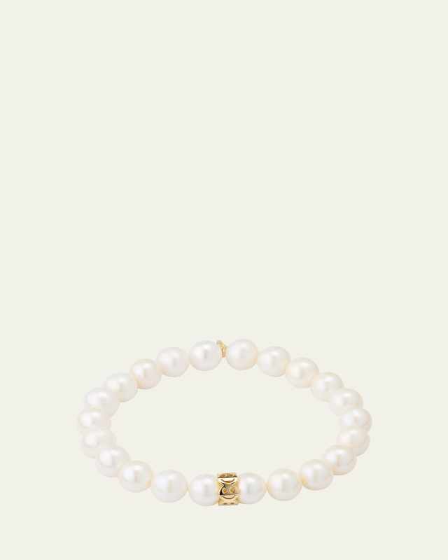8mm Pure Happy Face Rondelle on Pearl Bracelet